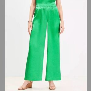 LOFT fluid pull on wide leg pants in satin